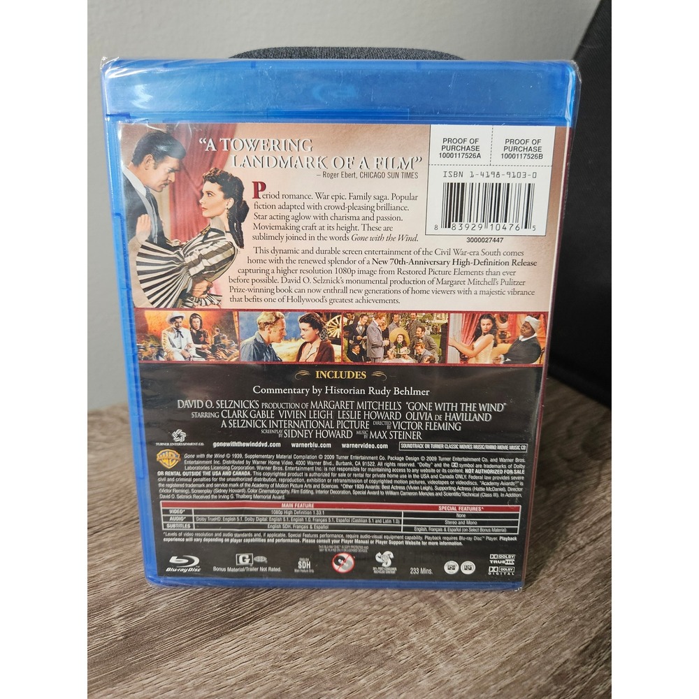 Gone with the Wind Blu-ray 70th Anniversary Edition Clark Gable Vivien Leigh New - Picture 2 of 3
